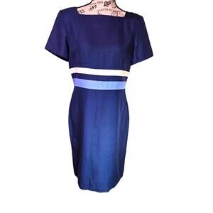 Talbots blue silk 100% silk short sleeved sheath dress. Size 6